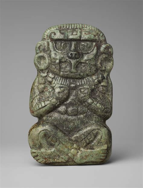Antique Mayan God Wood Sculpture On Metal Base Art Collectible