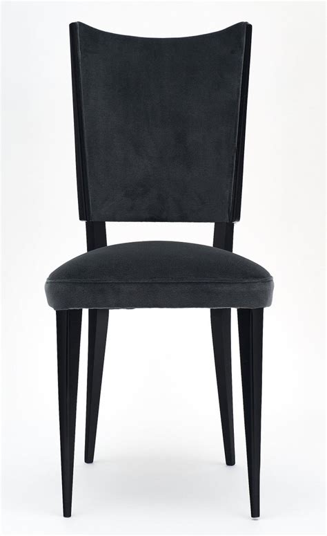 Dark Gray Velvet Midcentury Dining Chairs For Sale at 1stdibs
