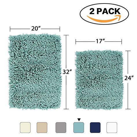 Primebeau Super Soft Bath Mat Microfiber 2 Pack Shag Bathroom Rugs Non