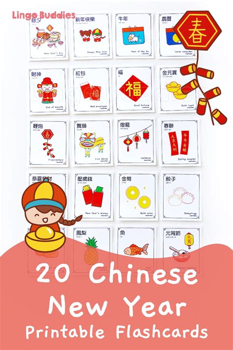 Chinese New Year Flashcards Printable Chinese Flashcards Etsy Uk