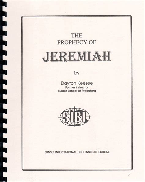 The Prophecy Of Jeremiah Study Guide Sunset Bookstore
