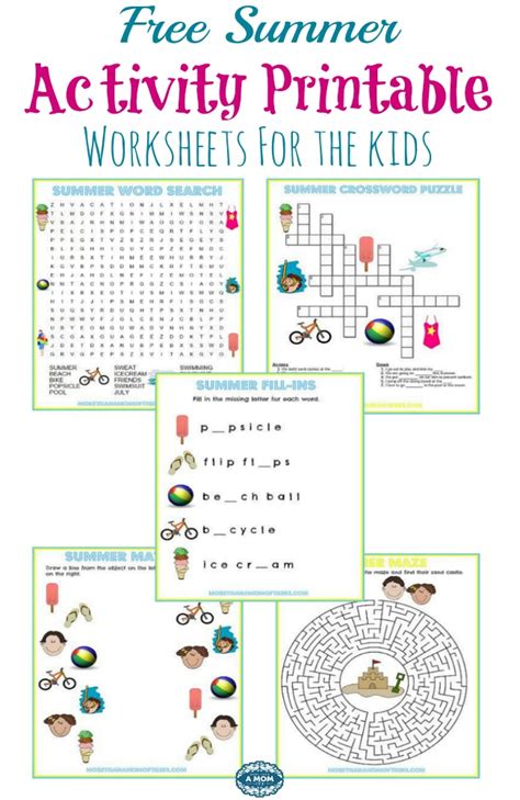 5 Free Summer Activity Printable Worksheets More Than A