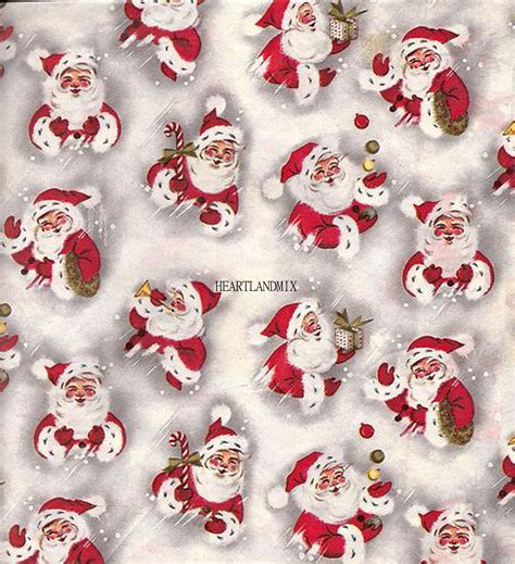 Christmas Wrapping Paper Vintage Santa Digital Image Printable Etsy