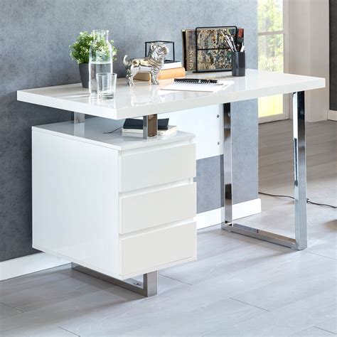 Design Desk Patty 115x60x76 Cm Large White High Gloss Computer Desk