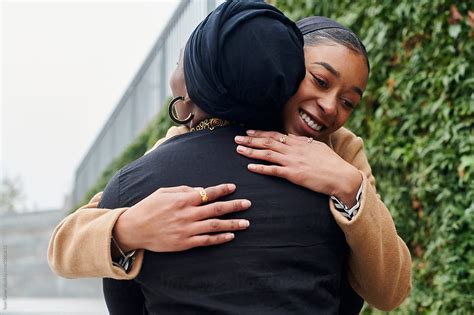Muslim Woman Hugging Her Mom Outside By Stocksy Contributor Ivan Gener Stocksy