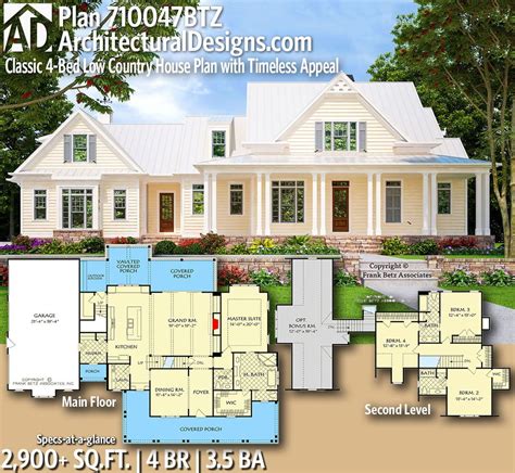 Plan 710047btz Classic 4 Bed Low Country House Plan With Timeless