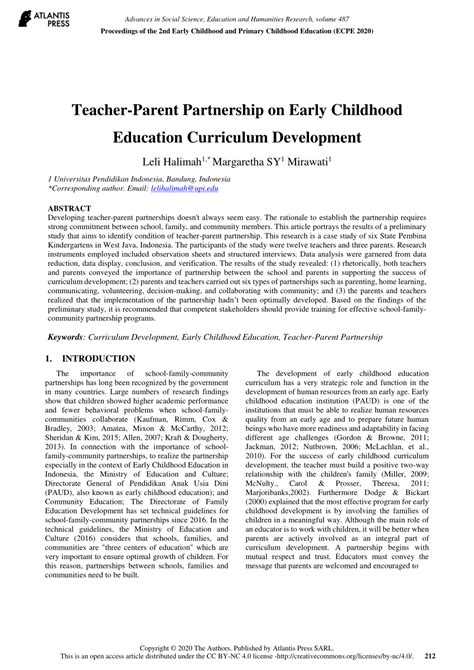 Pdf Teacher Parent Partnership On Early Childhood Education