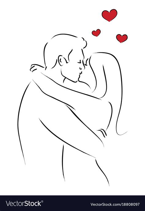 Line Art Kissing Couple Royalty Free Vector Image