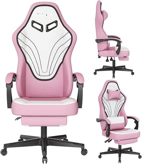 Sitmod Pink Gaming Chair With Massage Lumbar Support Office Chair Racing Fabric High Back Pc