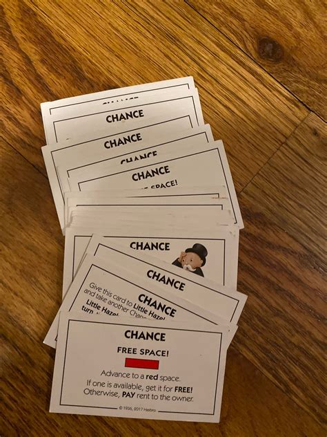 Monopoly Junior 20 Chance Cards And 4 Whos Your Token Cards Etsy