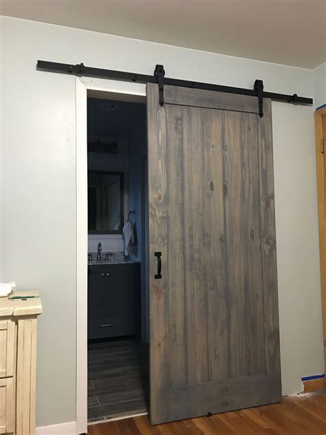 Barn Door And Hardware Purchased At Menards Stained In Weathered Grey