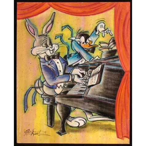 Duerrstein Bugs Bunny Daffy Duck Piano Orig Painting