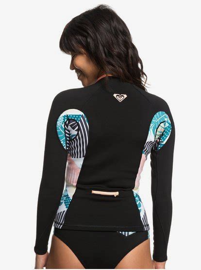 1mm pop surf long sleeve front zip wetsuit top roxy