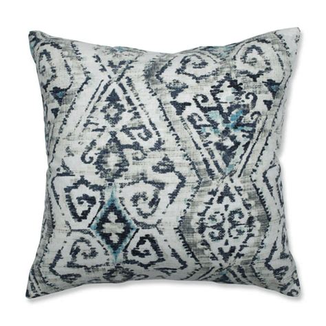 18 Blue And Gray Ikat Patterned Throw Pillow