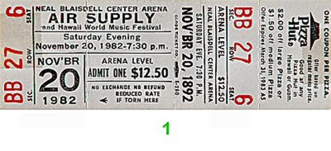 Below are 50 working coupons for air ticket to taiwan promotion from reliable websites that we have updated for users to get maximum savings. Air Supply Vintage Concert Vintage Ticket from Blaisdell ...