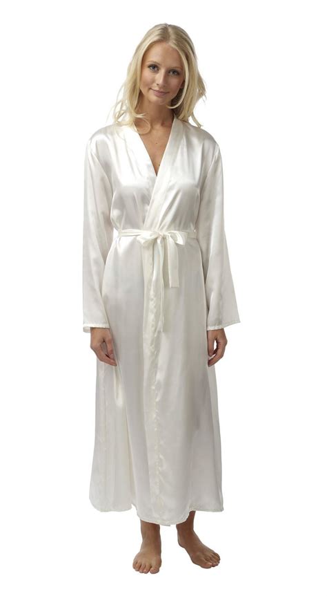 Ladies Long Satin Robe Wrap Deep Lace Plus Size Nightwear Sleepwear