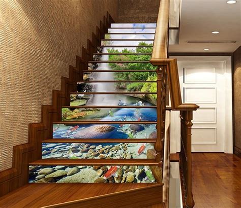 3d Waterfall Lake Animals 1613 Stair Risers Aj Wallpaper