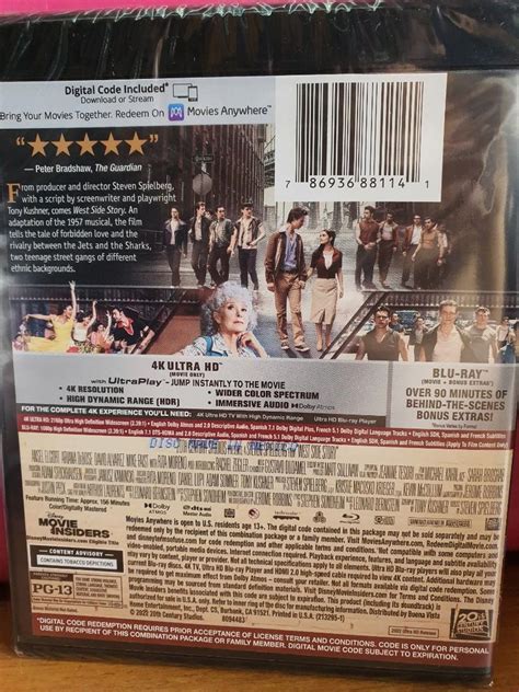 Usa Blu Ray 4k Uhd West Side Story Disney 2021 Ansel Elgort