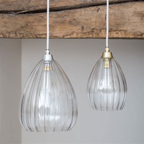 Clear Ribbed Glass Molly Pendant Light By Glow Lighting Notonthehighstreet Com