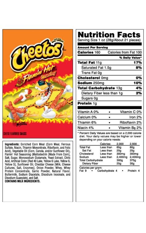 Doritos Original Nutrition Label