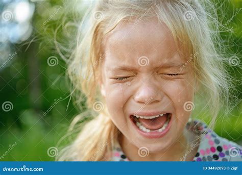 Sad Little Girl Crying Stock Image Image Of Pouring 34492093