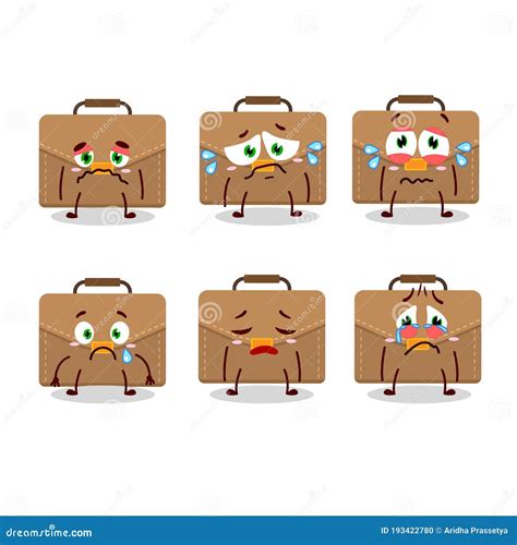 Brown Suitcase Cartoon Character With Sad Expression Stock Vector