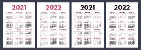 Kalender 2021 2022 2023 En 2024 2025 2026 En 2027 Engels Vectorset