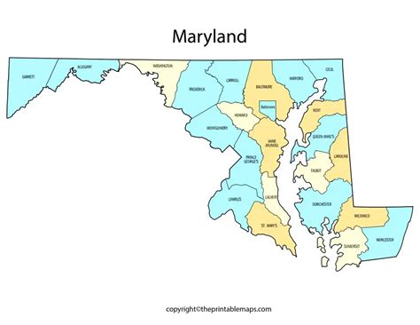 Maryland County Map County Map Of Maryland With Cities