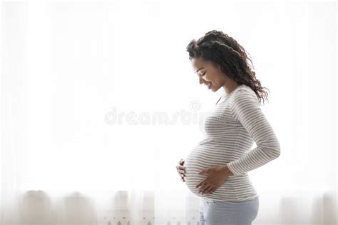 Beautiful Pregnant Black Woman Hugging Her Tummy Illustration Ai Genrative Stock Illustration