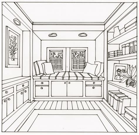 интерьер комнаты рисунок в перспективе Улетный дизайн