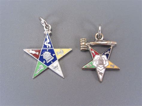 Two Vintage Masonic Eastern Star Charm Pendant Etsy Star Charms