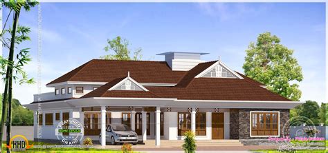 Grand Single Storied Bungalow Exterior Kerala Home Design And Floor
