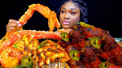 King Crab Seafood Boil Mukbang Deshelled King Crab Mukbang Seafood