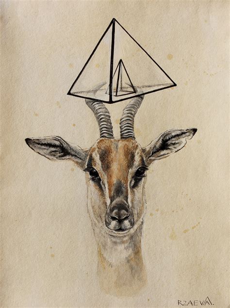 deer with pyramid art prints deer artwork