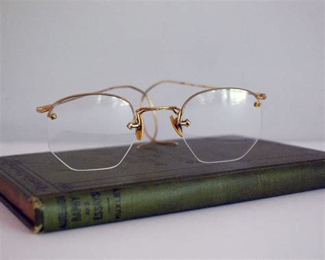 1930s Glasses Frames Rimless Eyeglasses Hexagon Eyeglasses