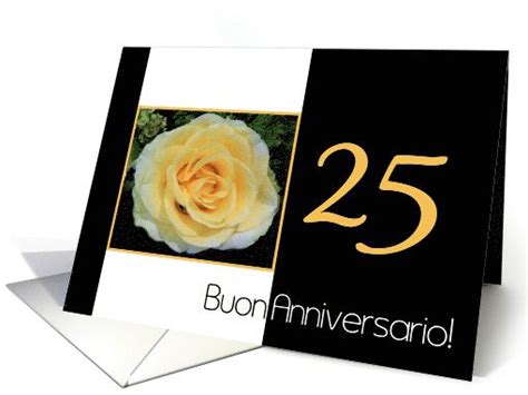 25th Wedding Anniversary Card In Italian Buon Anniversario Yellow