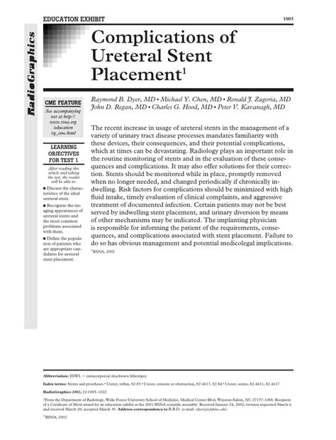 Pdf Complications Of Ureteral Stent Placement1