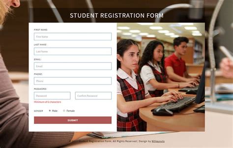 Student Registration Form Template Web Elements W3layouts