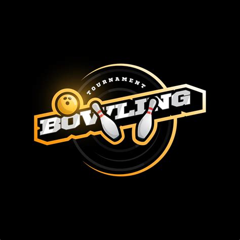 Yellow Bowling Vector Logo Modern Professional Typography Sport Retro