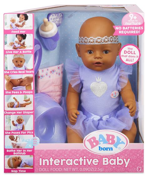 Baby Born Interactive Baby Doll Dark Brown Eyes T Toy For Girls