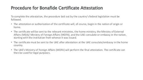 Bonafide Certificate Attestation In Uae