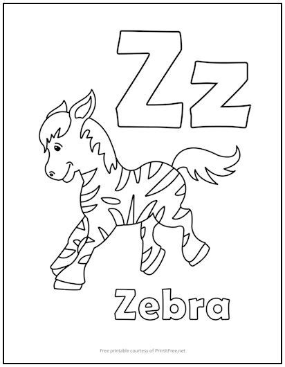 Alphabet Letter “z” Coloring Page Print It Free