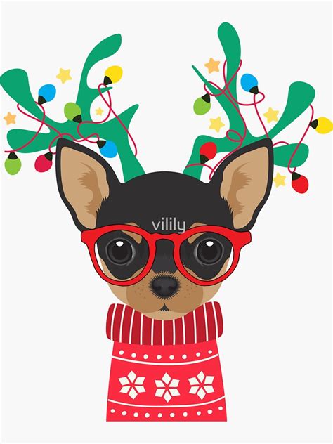 Chihuahua Funny Holiday Xmas Christmas Sticker For Sale By Vilily