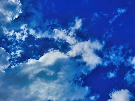 Beautiful Cloud Formation In Bright Blue Sky A Relaxing View Of Nature