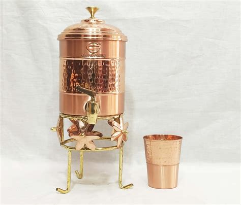 Hand Hammered Pure Copper Water Dispenser Container Etsy