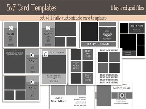 Huge 5x7 Card Template Set Instant Download Etsy Templates Card