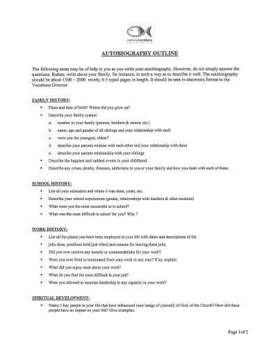 6 Autobiography Outline Templates Free Pdf Word