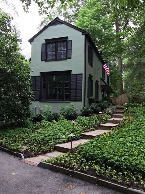 Pin By Deb Lynch On Green House Black Trim Outdoor House Paint
