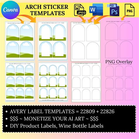 Canva Frame Sticker Template Avery Labels 22809 22826 Arch Printable