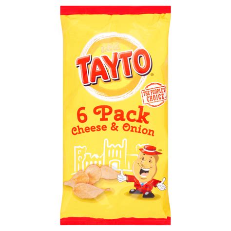 Tayto Cheese And Onion Flavour Potato Crisps 6 X 25g 150g By British